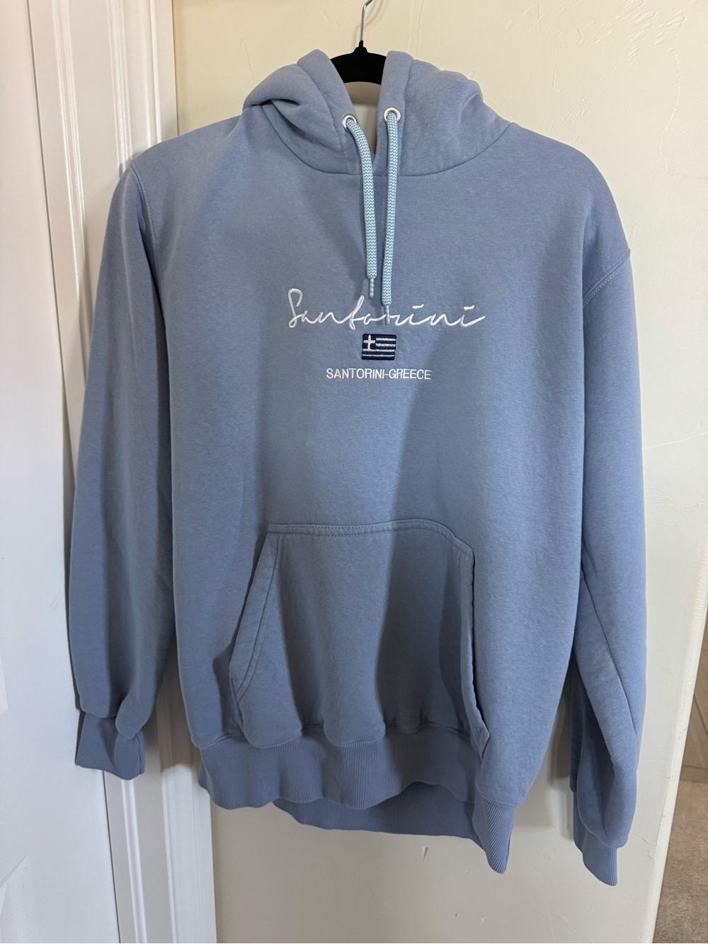 Santorini-Greece Light Blue Women's Pullover Hoodie